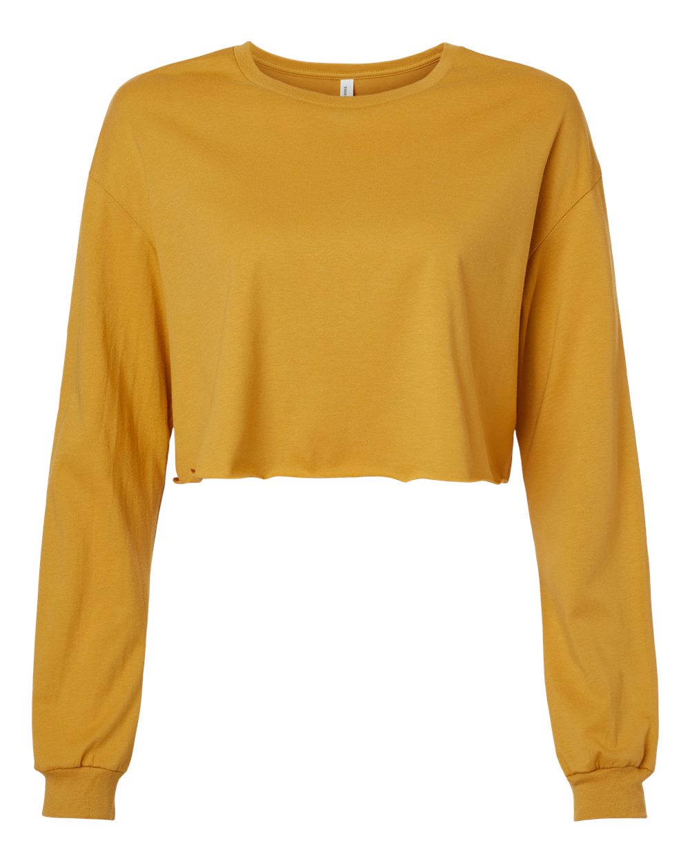 Front View of Mustard FWD Fashion Women's Crop Long Sleeve Tee - 6501