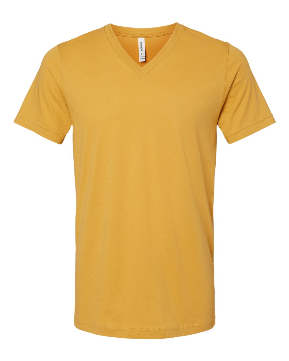 Front View of Mustard Jersey V-Neck Tee - 3005