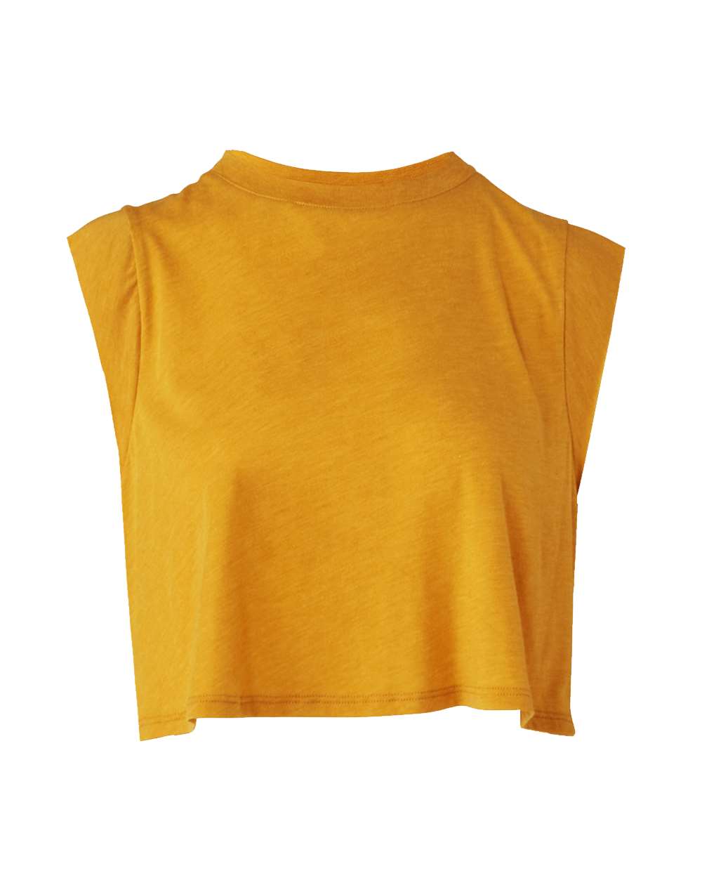 Front View of Mustard Triblend FWD Fashion Women&#39;s Festival Crop Tank - 8483