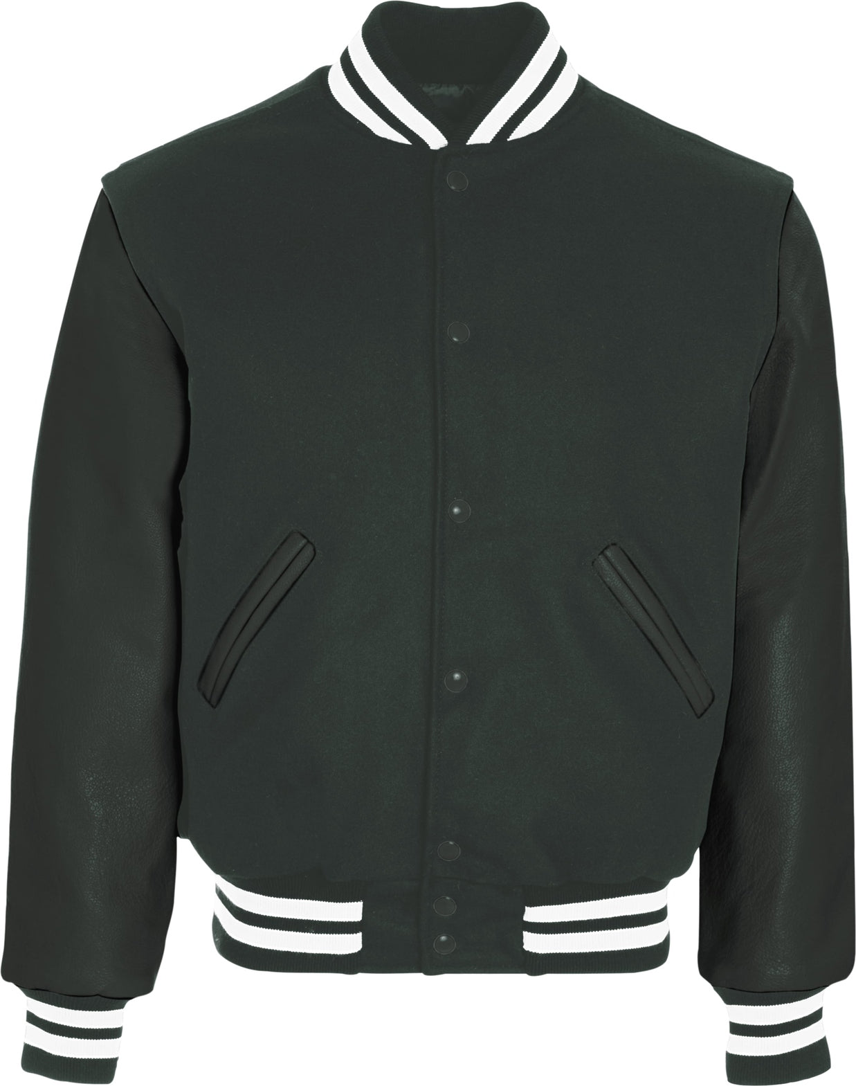 MYRTLE/DARK GREEN/WHITE VARSITY WOOL JACKET