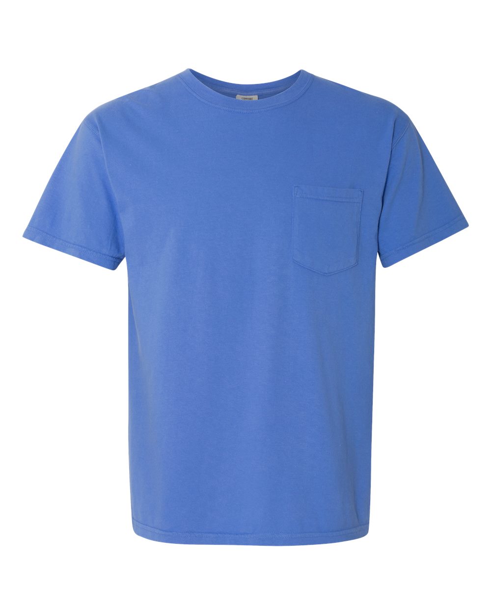 Front View of Mystic Blue Garment-Dyed Heavyweight Pocket T-Shirt - 6030