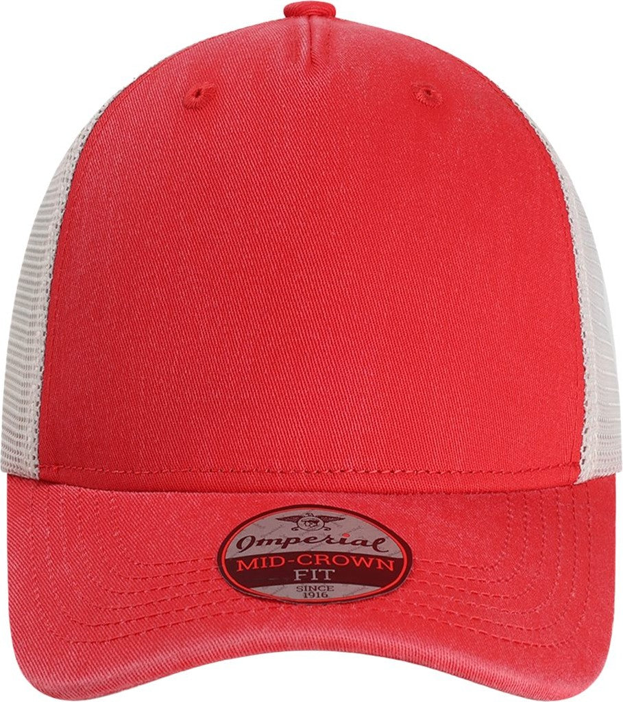 Front View of Nantucket Red/ Stone The Gambit Mesh Back Cap - X240M