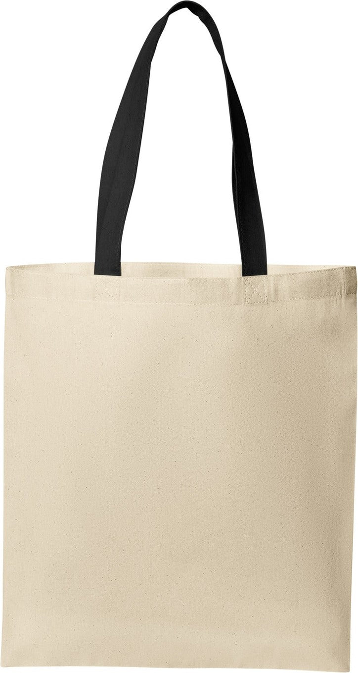 Front View of Nat/DeepBk Port Authority Core Cotton Tote BG1500