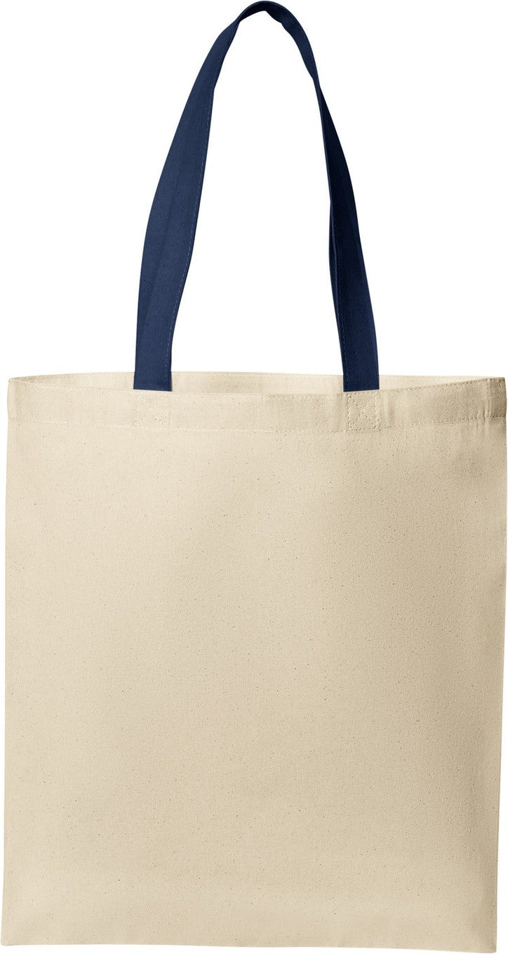 Front View of Nat/RvBlNv Port Authority Core Cotton Tote BG1500