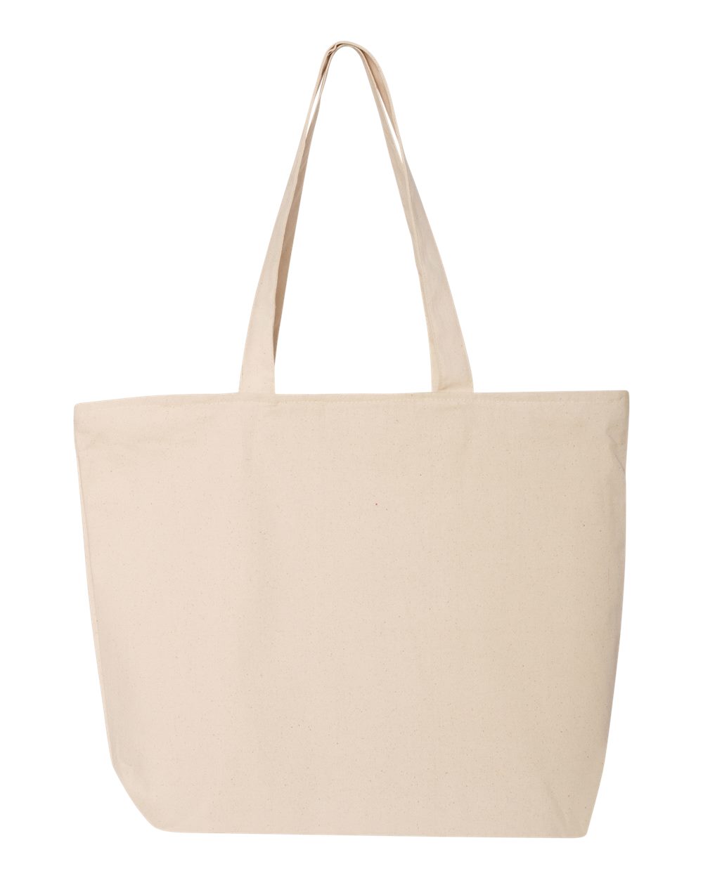 Front View of Natural 25L Zippered Tote - Q611