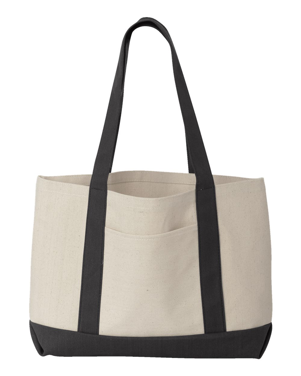 Front View of Natural/ Black Leeward Boater Tote - 8869