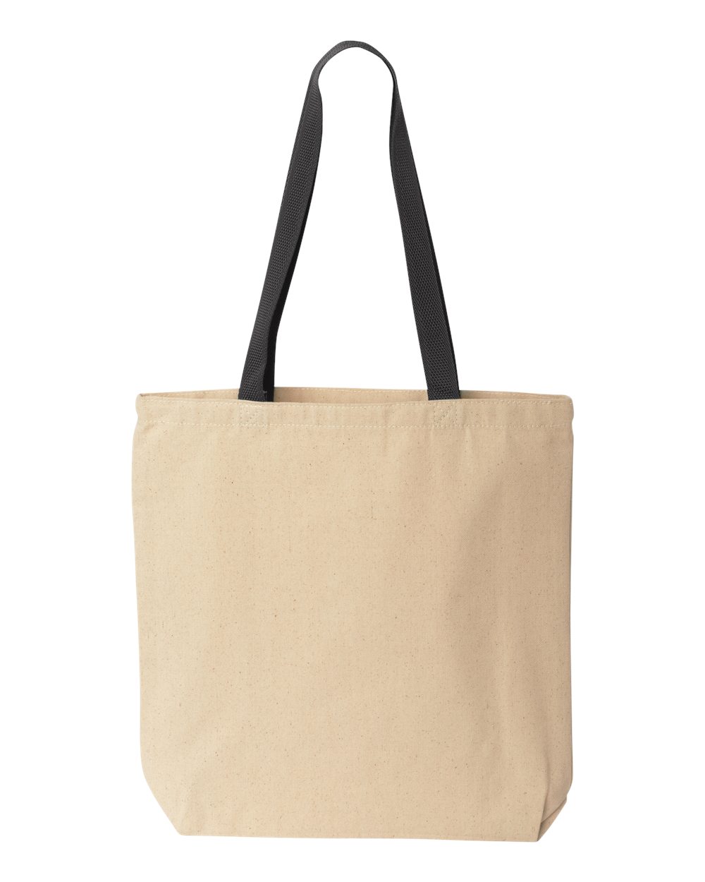 Front View of Natural/ Black Natural Tote with Contrast-Color Handles - 8868