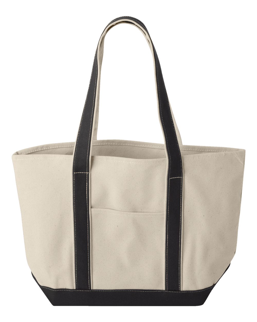 Front View of Natural/ Black Windward Large Cotton Canvas Classic Resort Tote - 8871
