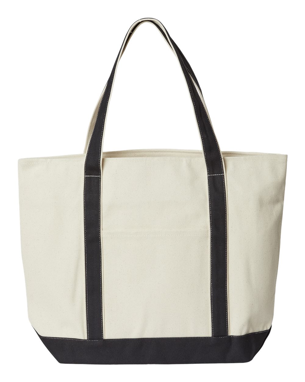 Front View of Natural/ Black XL Zippered Cotton Canvas Resort Tote - 8873