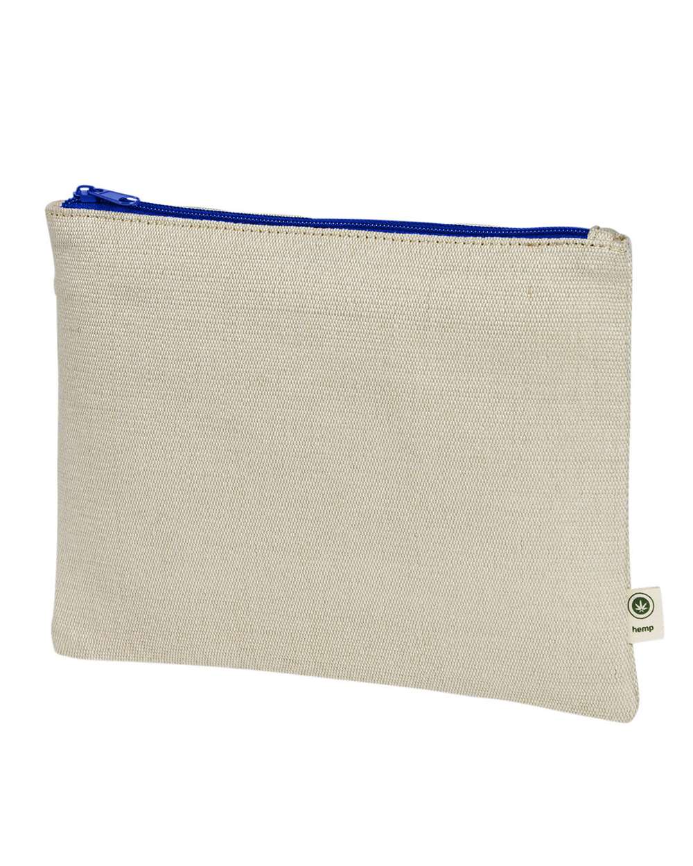 Front View of Natural/ Blue Hemp Pouch - EC8402