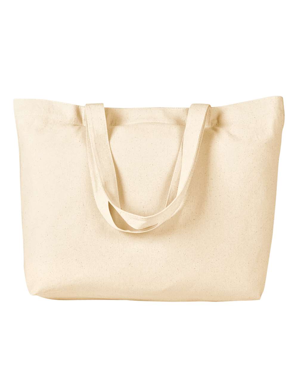 Front View of Natural Cotton Twill Horizontal Shopper - BE102