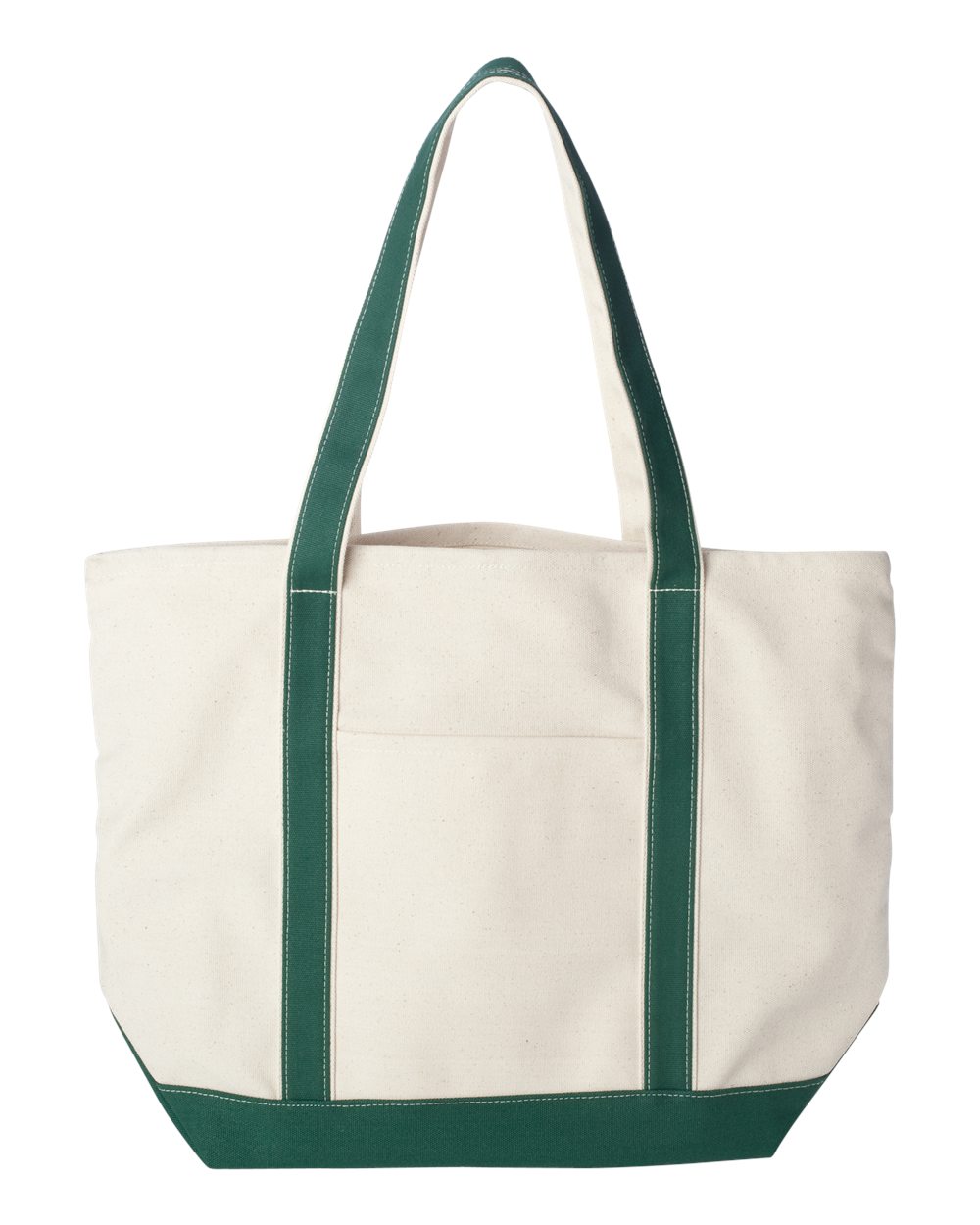 Front View of Natural/ Forest Carmel Classic XL Cotton Canvas Resort Tote - 8872