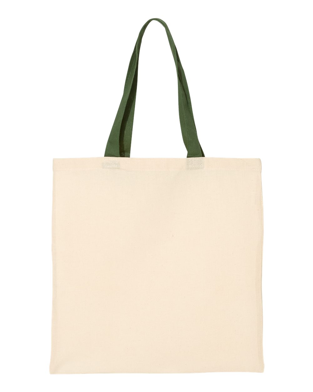 Front View of Natural/ Forest Economical Tote with Contrast-Color Handles - QTB6000
