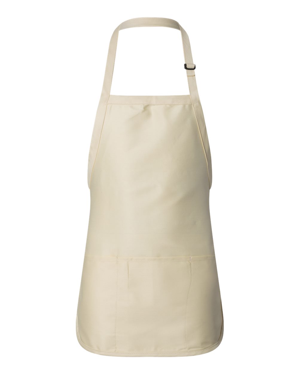Front View of Natural Full-Length Apron with Pouch Pocket - Q4250