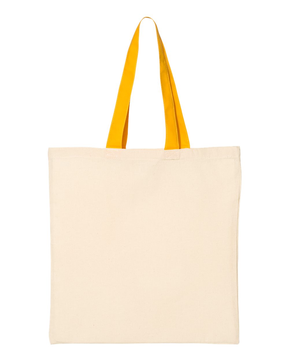 Front View of Natural/ Gold Economical Tote with Contrast-Color Handles - QTB6000