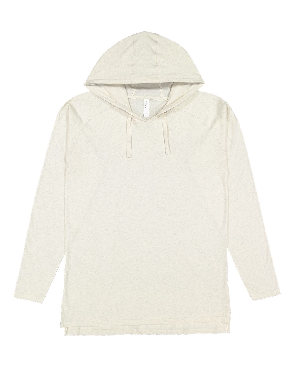 Front View of Natural Heather Fine Jersey Hooded Long Sleeve Raglan T-Shirt - 6917