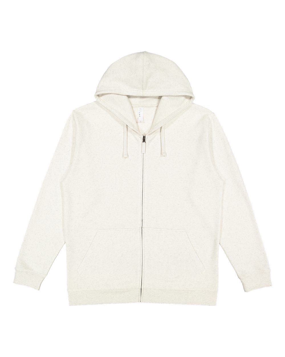 Front View of Natural Heather Full-Zip Fleece Hoodie - 6927