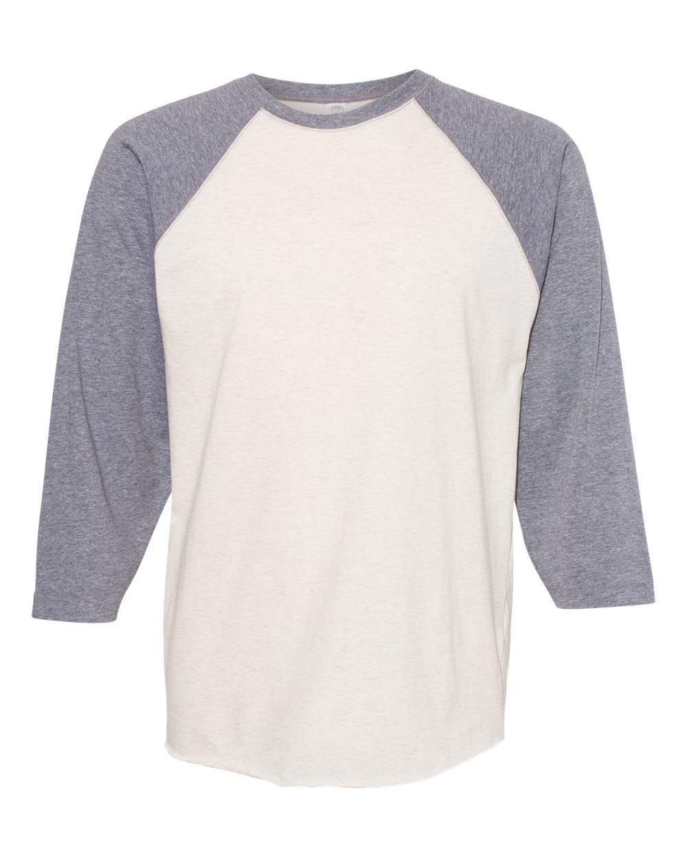 Front View of Natural Heather/ Granite Heather Baseball Fine Jersey Three-Quarter Sleeve Tee - 6930