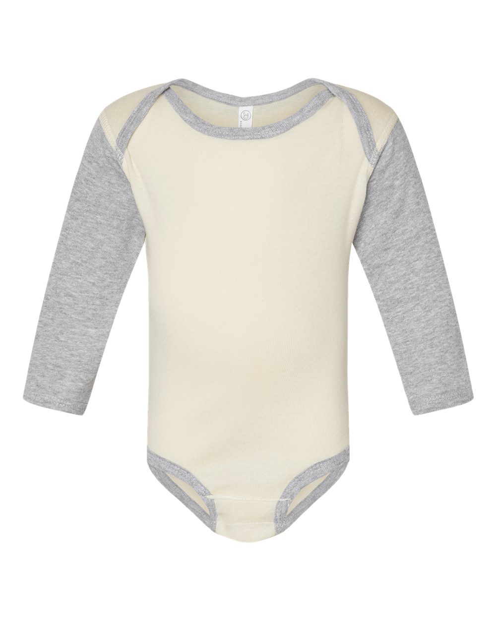 Front View of Natural/ Heather Infant Long Sleeve Baby Rib Bodysuit - 4411