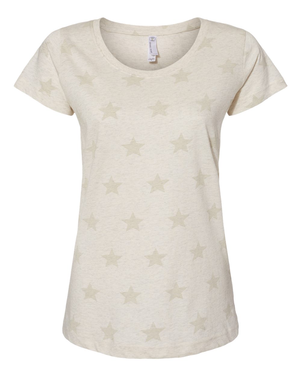 Front View of Natural Heather Star Women's Star Print Scoop Neck Tee - 3629