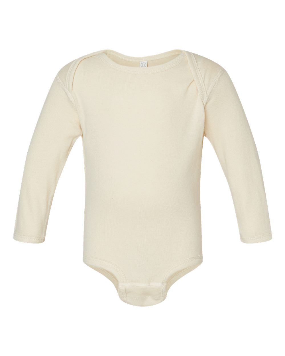 Front View of Natural Infant Long Sleeve Baby Rib Bodysuit - 4411