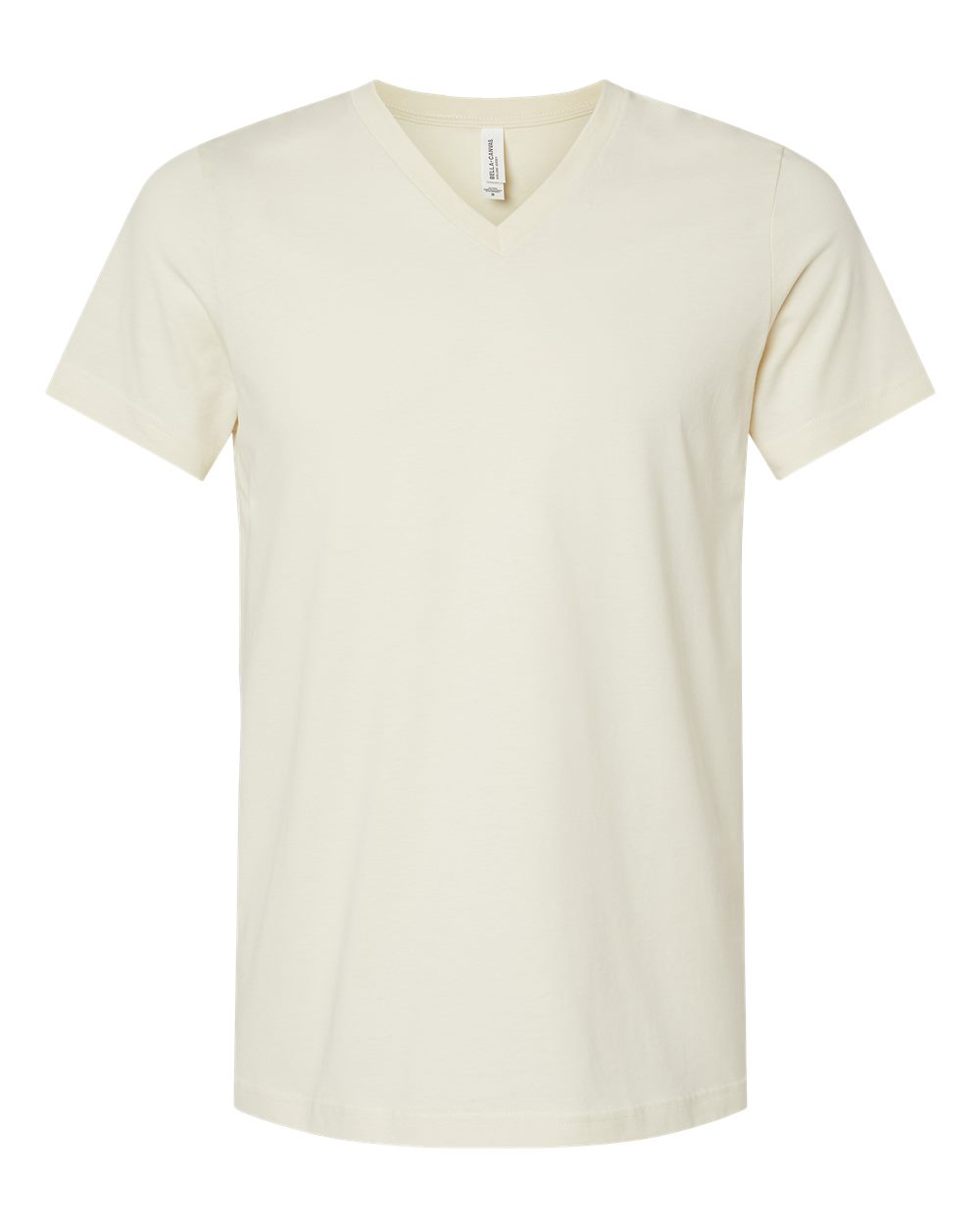 Front View of Natural Jersey V-Neck Tee - 3005