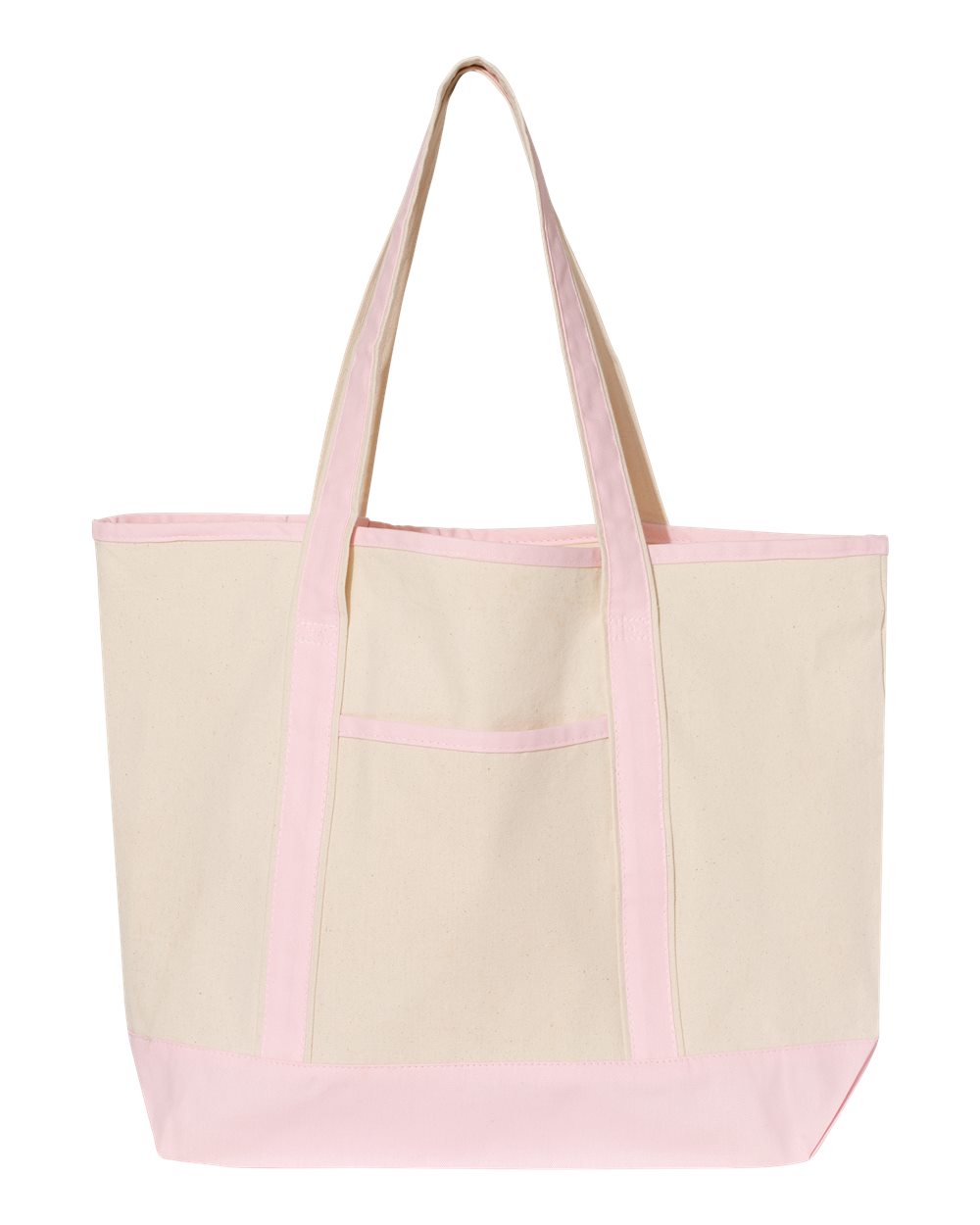 Front View of Natural/ Light Pink 34.6L Large Canvas Deluxe Tote - Q1500