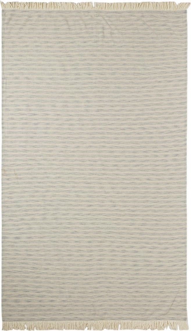 Front View of Natural/ Mist Blue Baja Blanket - 8691