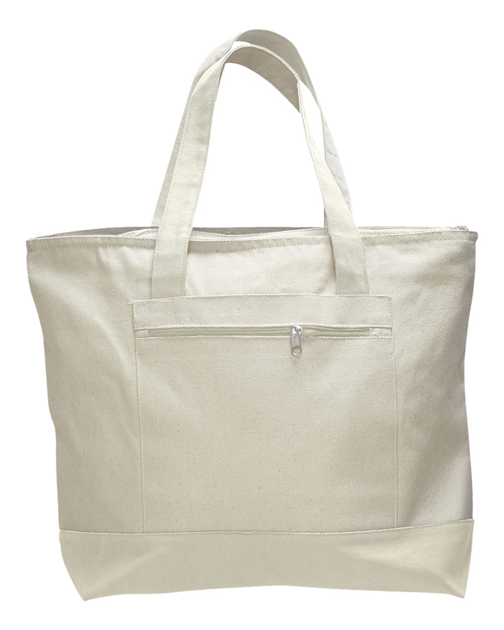 Front View of Natural/ Natural 19L Zippered Tote - Q1300