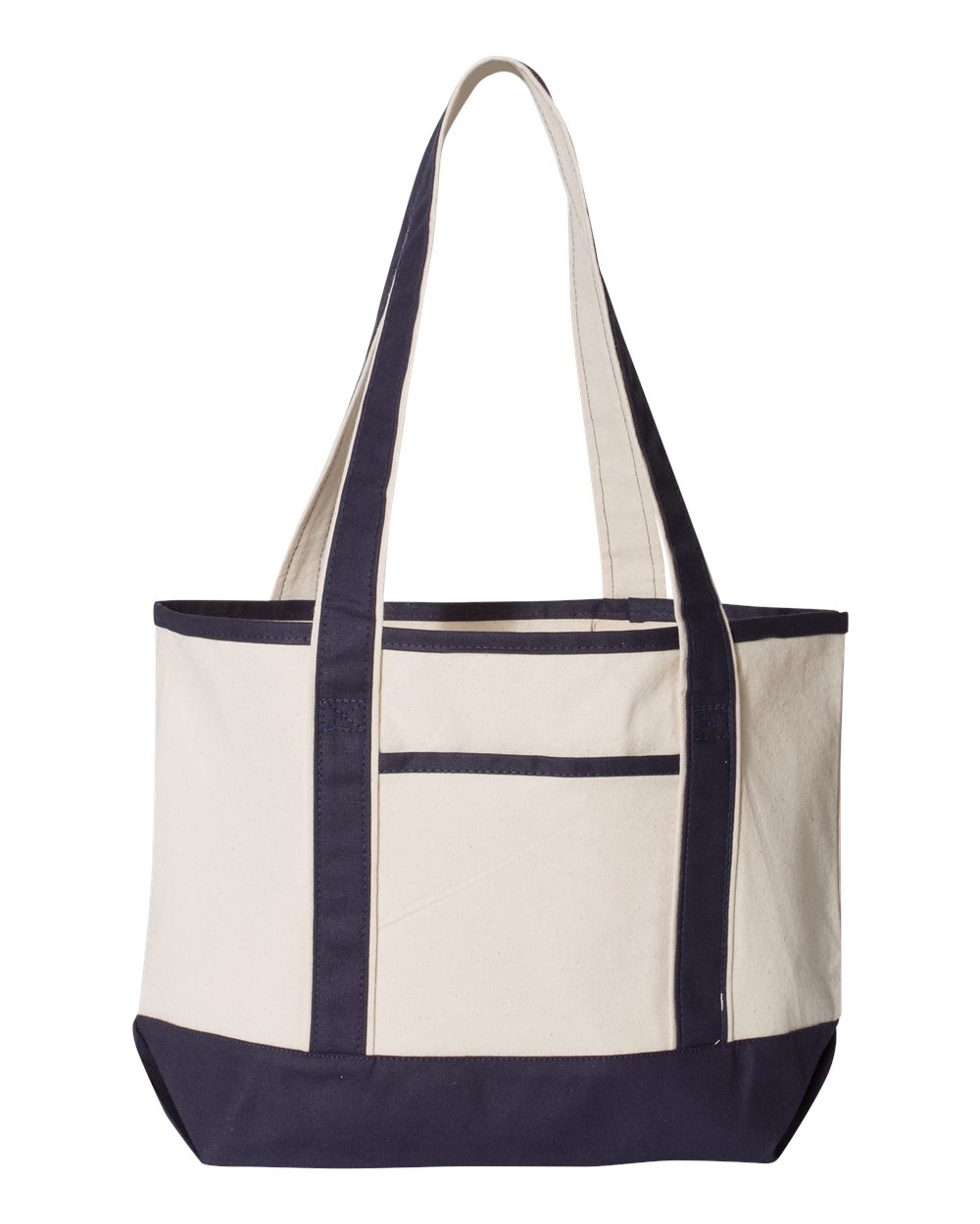 Front View of Natural/ Navy 20L Small Deluxe Tote - Q125800