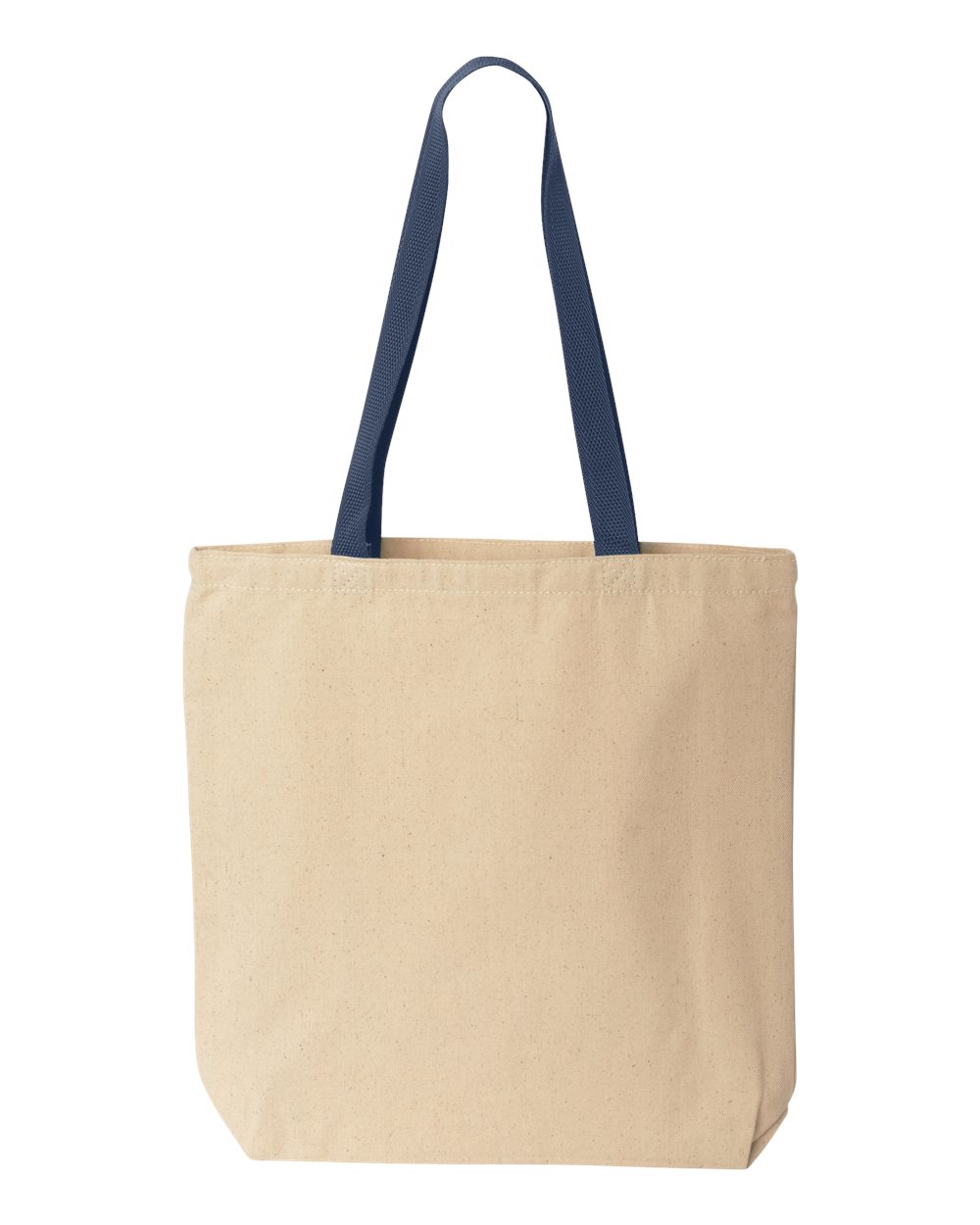 Front View of Natural/ Navy Natural Tote with Contrast-Color Handles - 8868