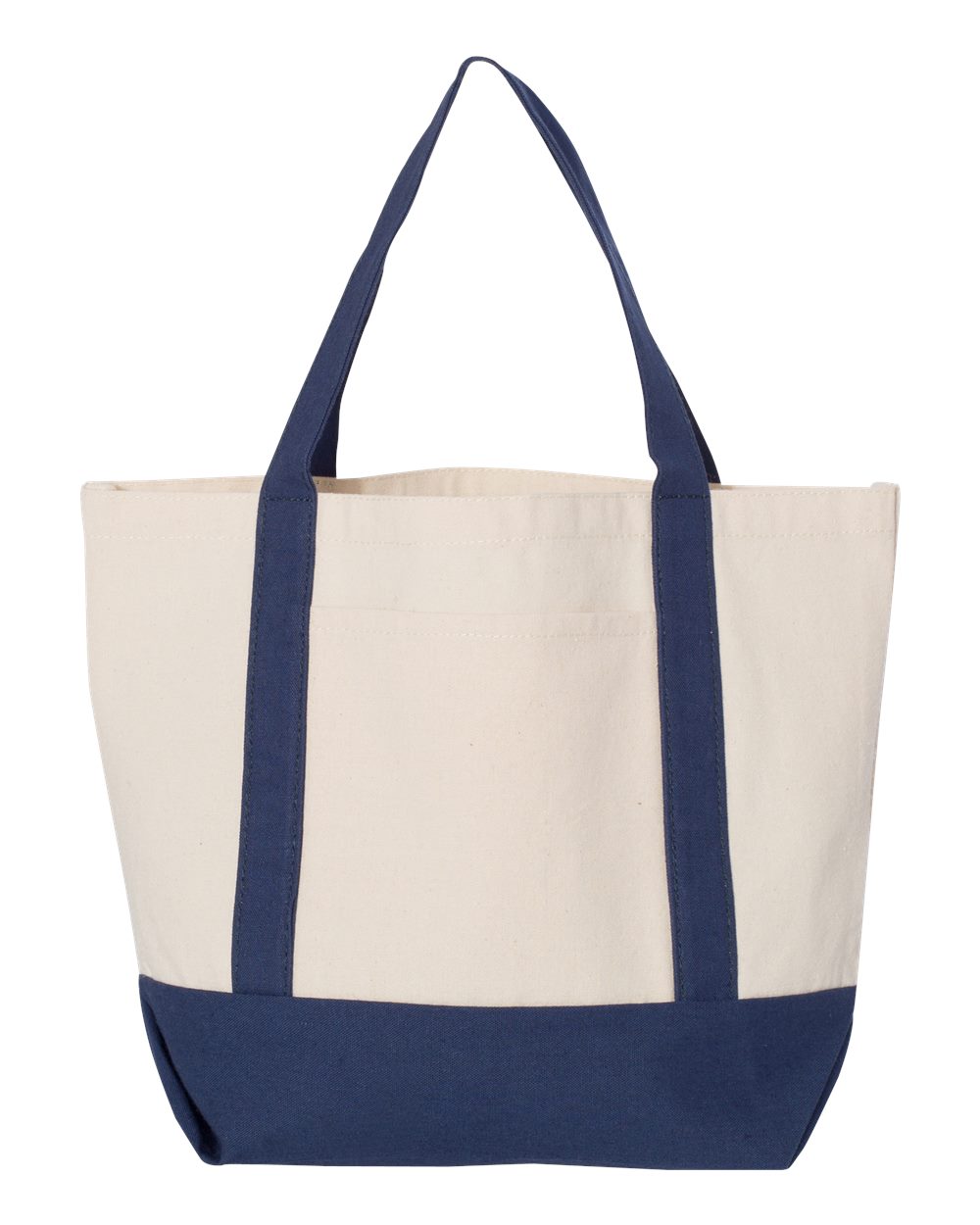 Front View of Natural/ Navy Seaside Boater Tote - 8867