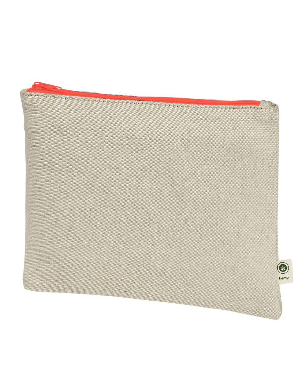 Front View of Natural/ Orange Hemp Pouch - EC8402