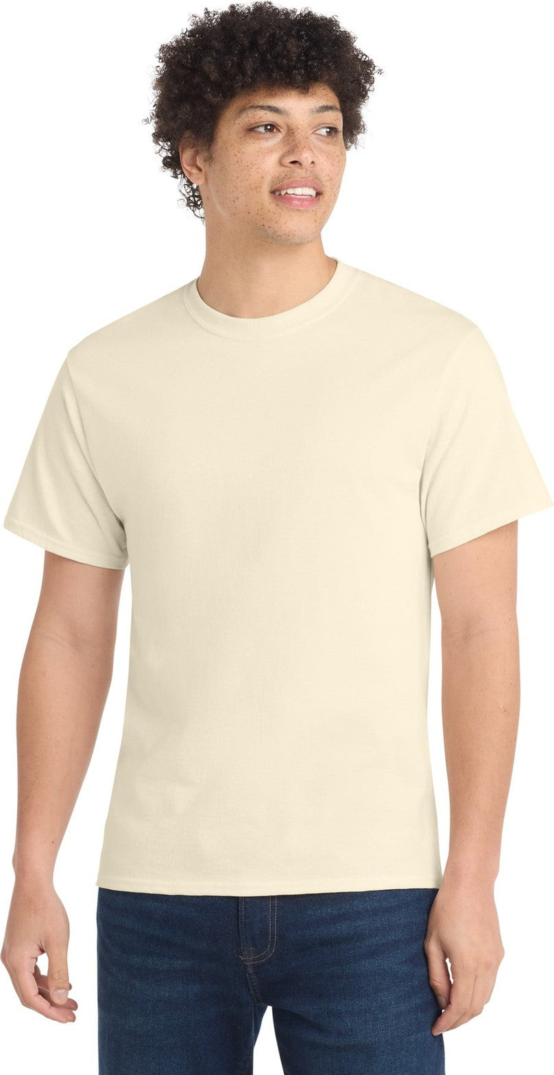 Front View of Natural Port & Co Core Cotton Tee. PC54