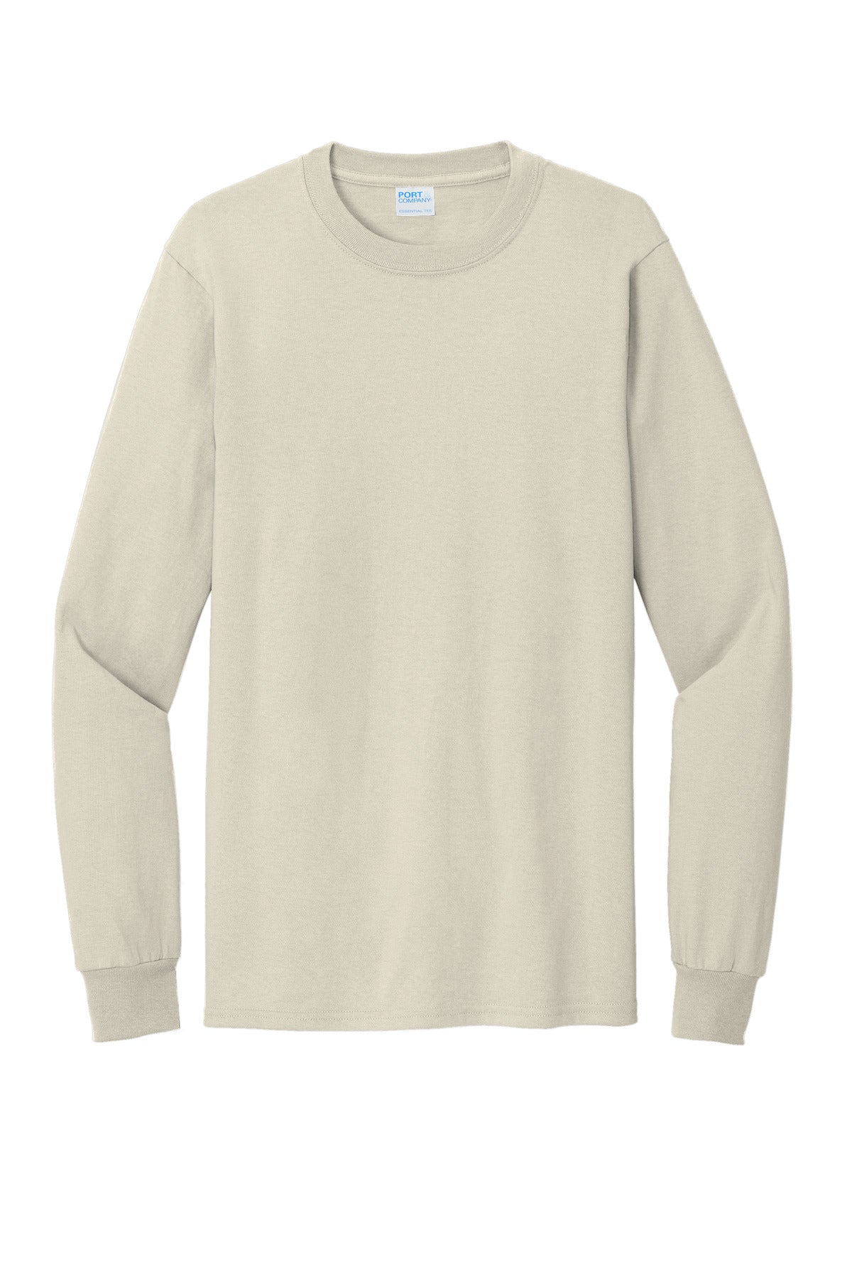 Front View of Natural Port & Co Tall Long Sleeve Essential Tee. PC61LST