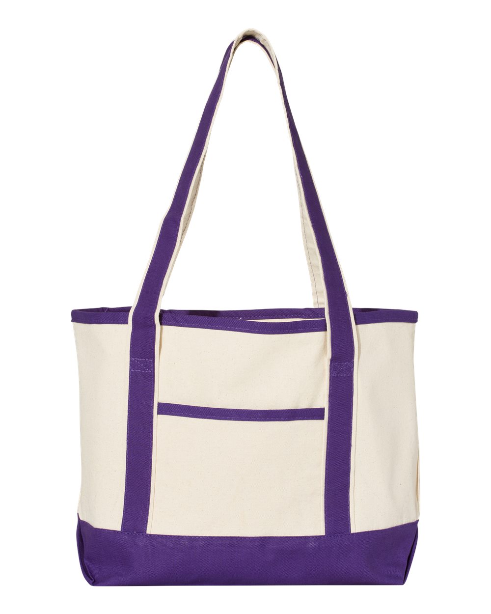 Front View of Natural/ Purple 20L Small Deluxe Tote - Q125800