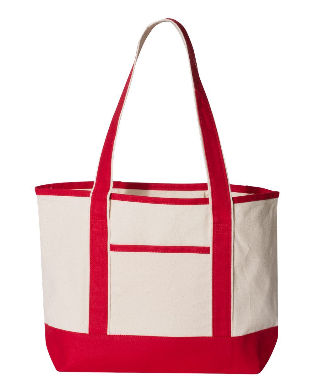 Front View of Natural/ Red 20L Small Deluxe Tote - Q125800
