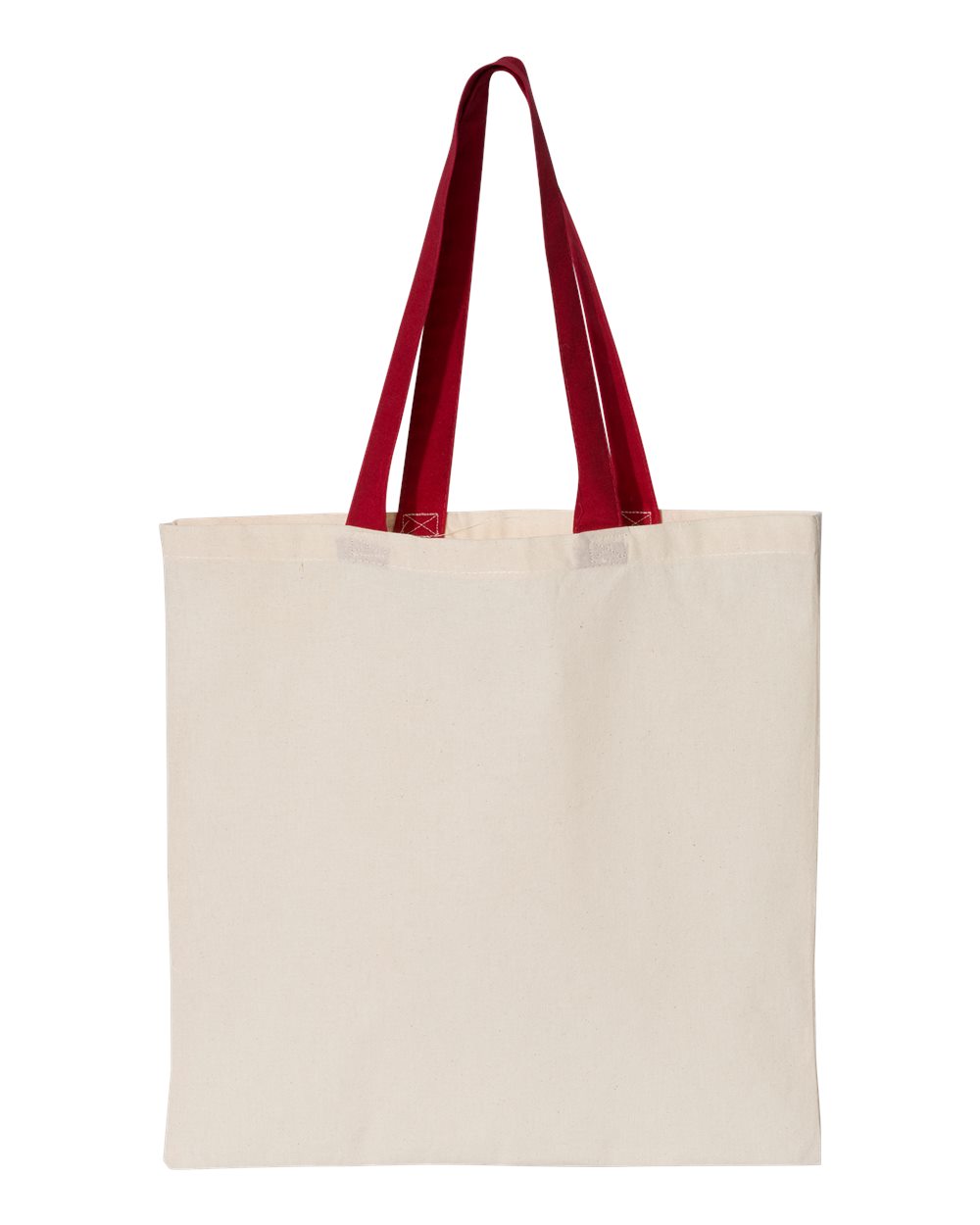 Natural/ Red Contrast-Color Handle Tote - OAD105