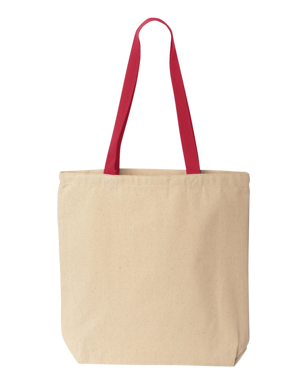 Front View of Natural/ Red Natural Tote with Contrast-Color Handles - 8868