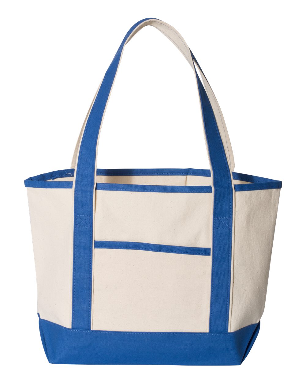 Front View of Natural/ Royal 20L Small Deluxe Tote - Q125800