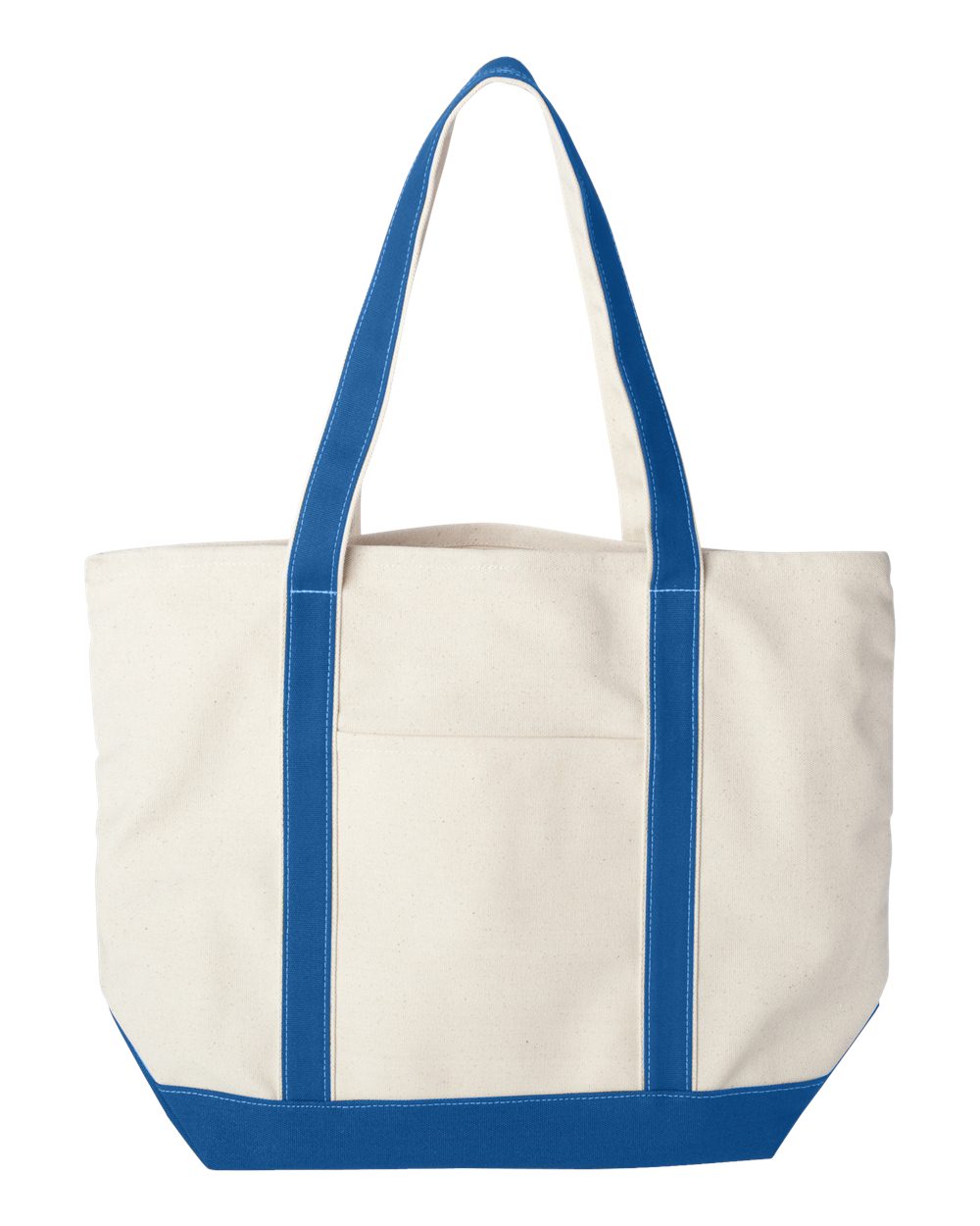 Front View of Natural/ Royal Carmel Classic XL Cotton Canvas Resort Tote - 8872