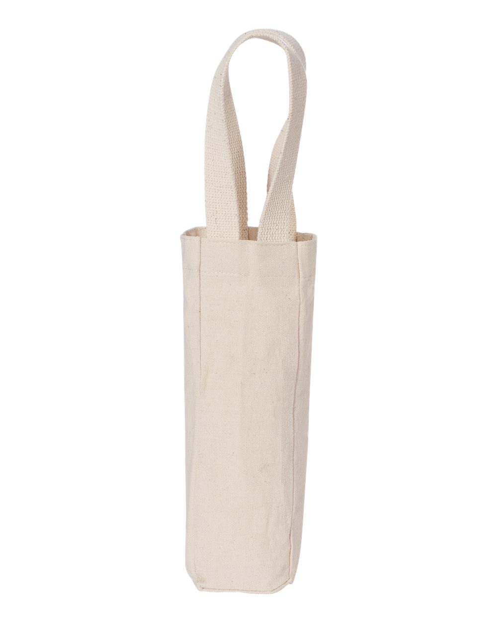 Front View of Natural Single Bottle Wine Tote - 1725