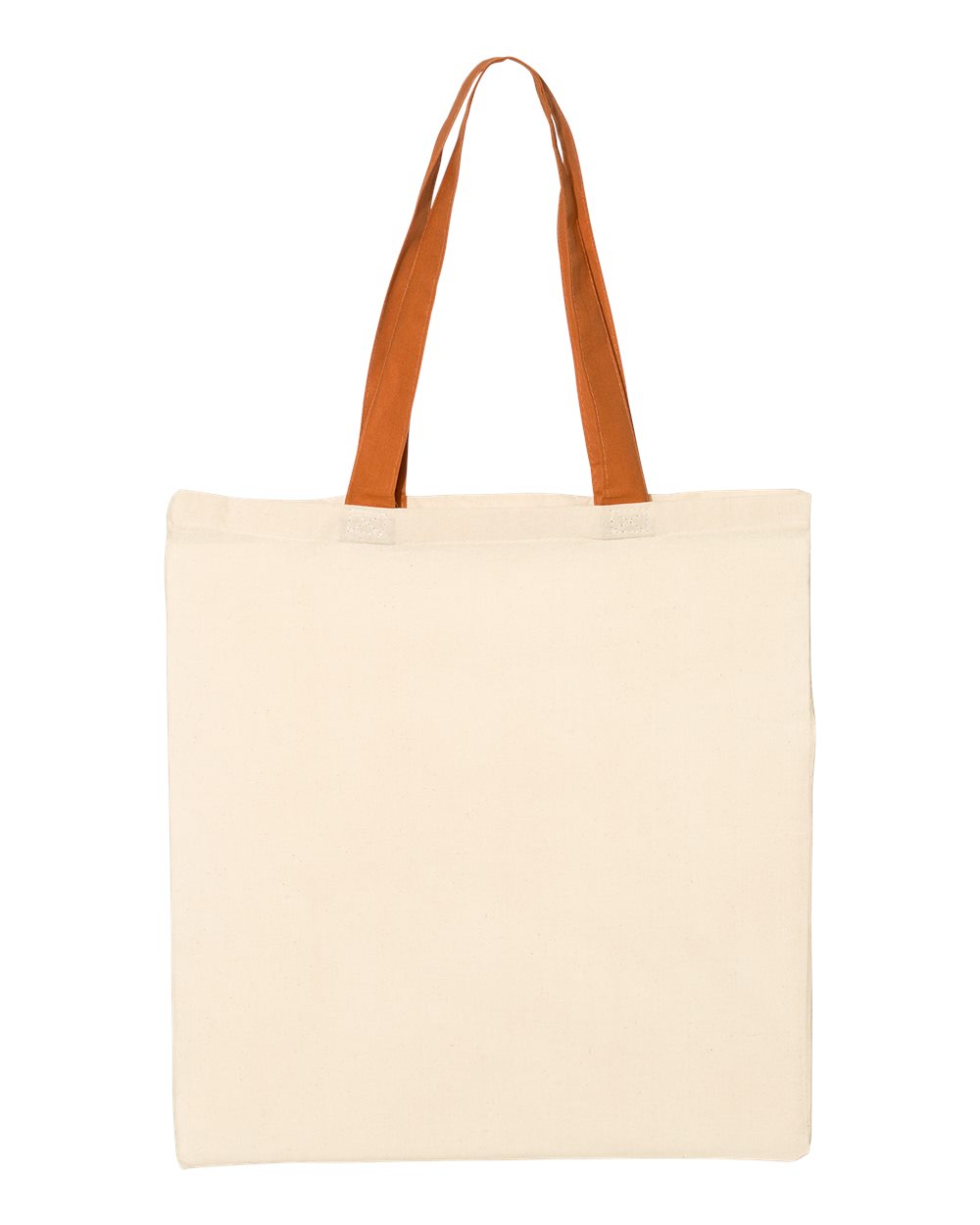 Front View of Natural/ Texas Orange Economical Tote with Contrast-Color Handles - QTB6000