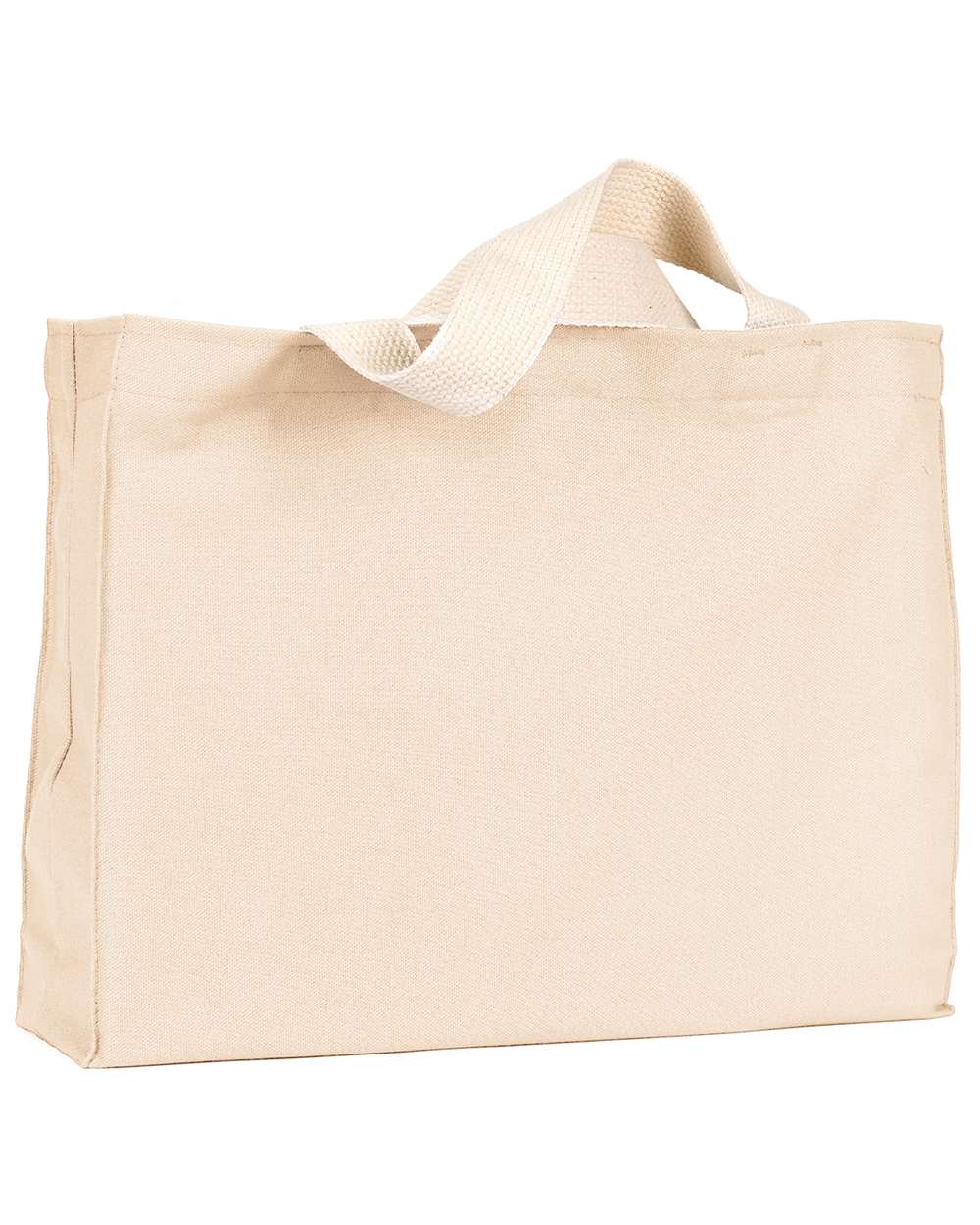 Front View of Natural USA Made Cotton Canvas Medium Gusset Tote Bag - BA750