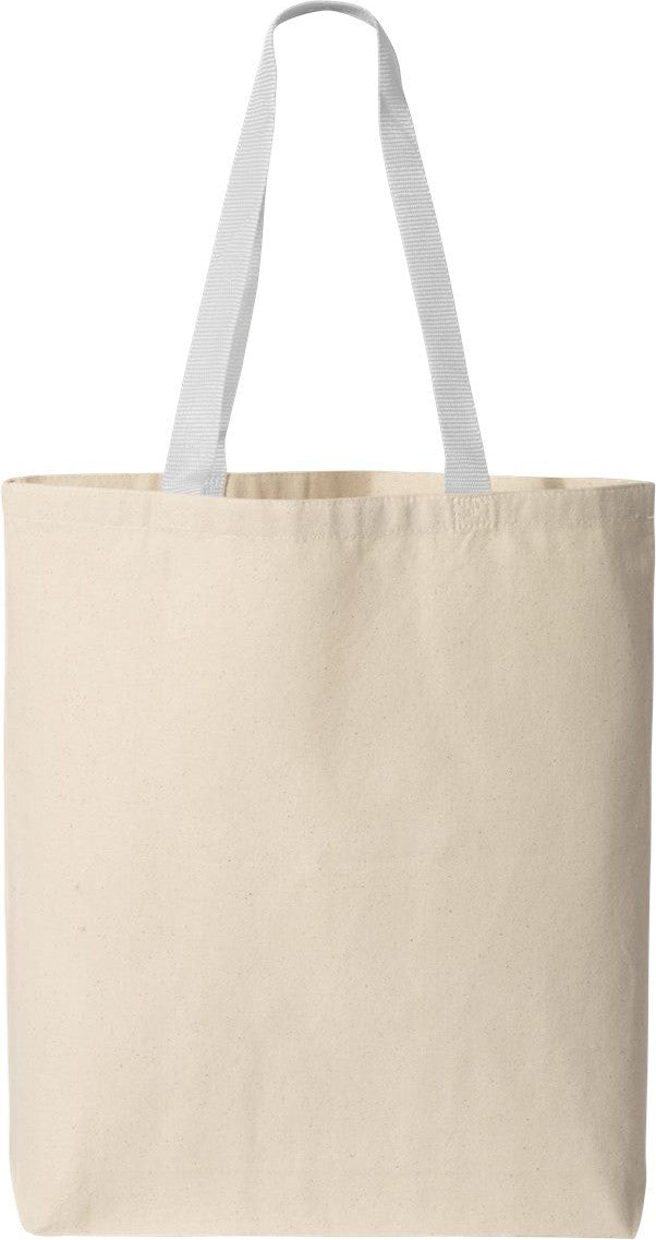 Front View of Natural/ White 11L Canvas Tote with Contrast-Color Handles - Q4400