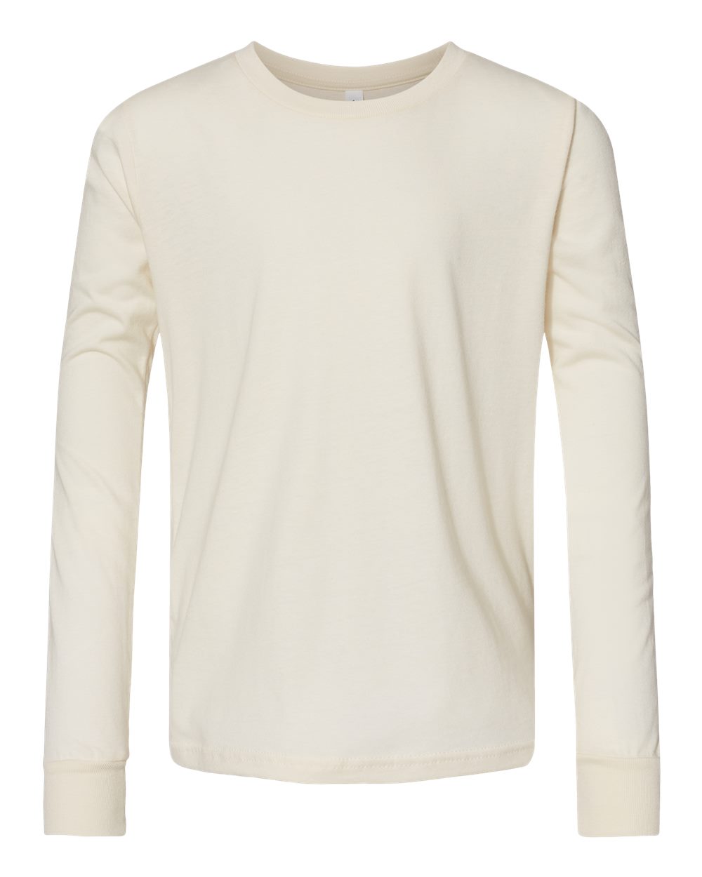 Front View of Natural Youth Jersey Long Sleeve Tee - 3501Y