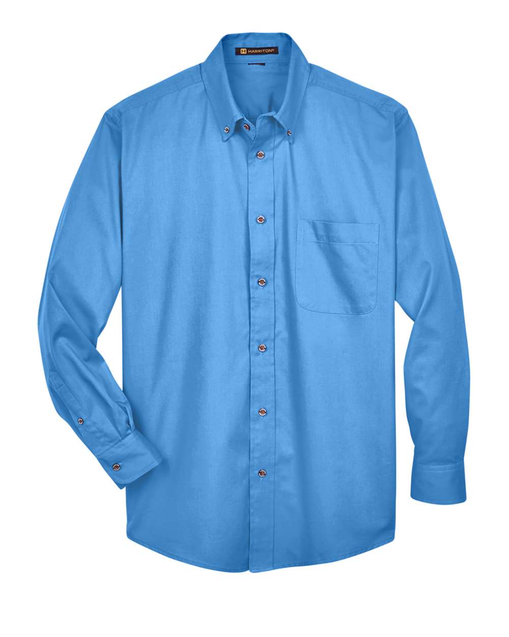 Front View of Nautical Blue Men's Easy Blend™ Long Sleeve Twill Shirt - M500
