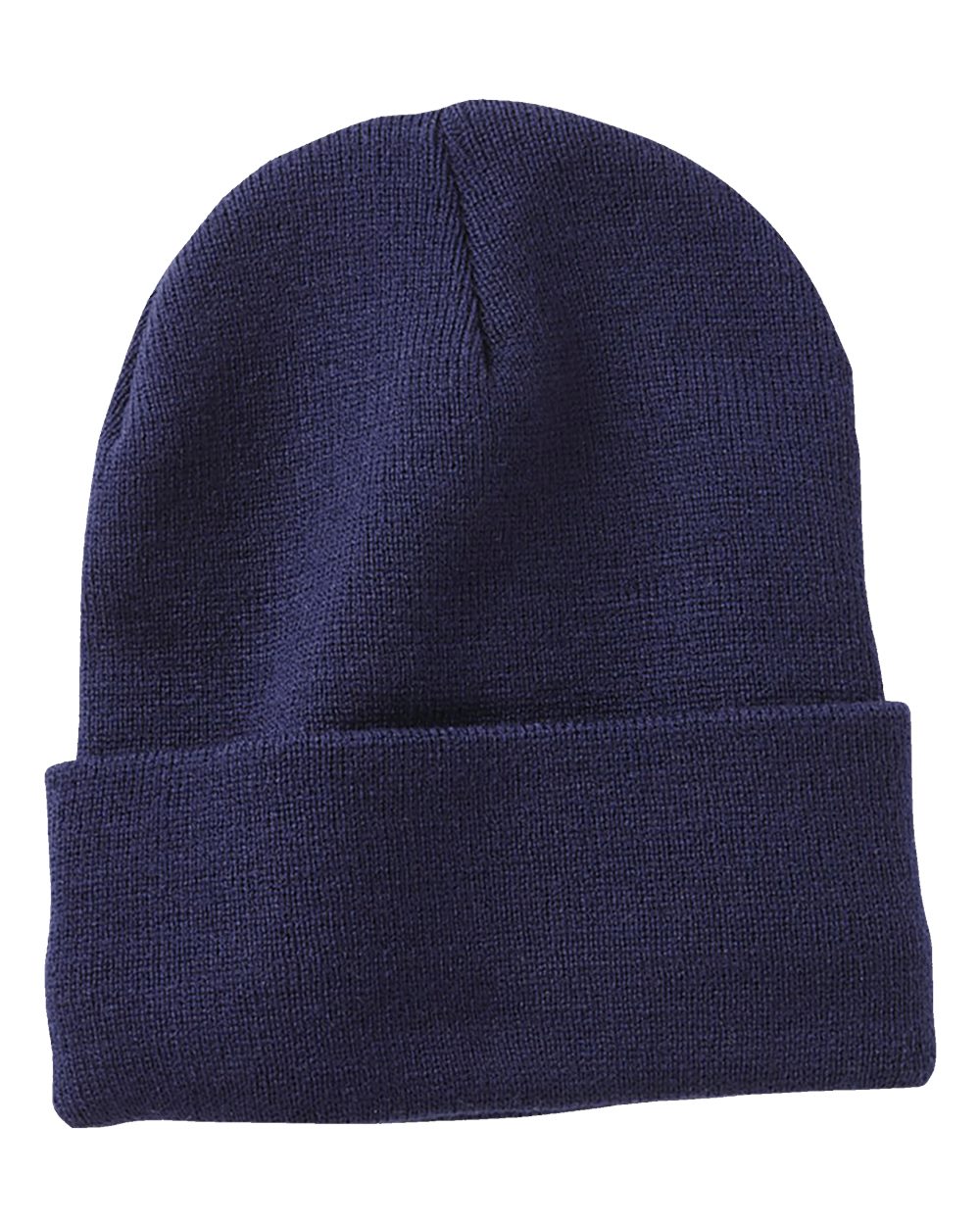 Front View of Navy 12" Fleece Lined Cuffed Beanie - SP12FL