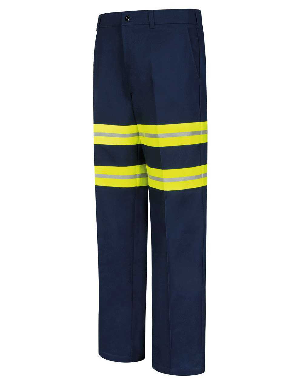 Front View of Navy - 24I Enhanced Visibility Wrinkle-Resistant Cotton Pants - PC20E