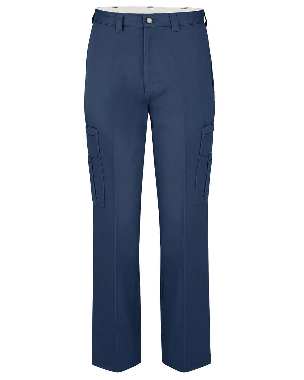 Front View of Navy - 37 Unhemmed Industrial Cotton Cargo Pants - Extended Sizes - LP39EXT